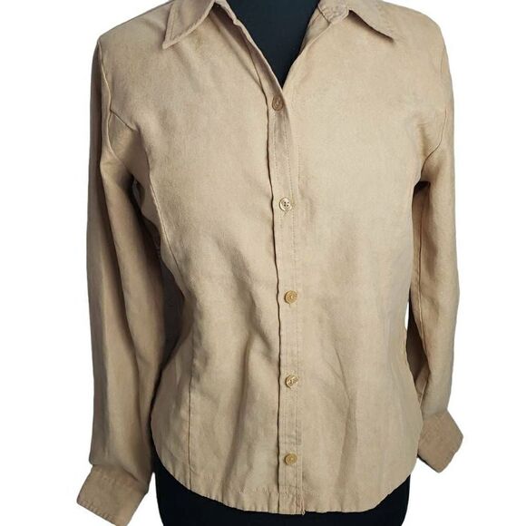 Tan Button Down Longsleeve Shirt - Picture 1 of 12